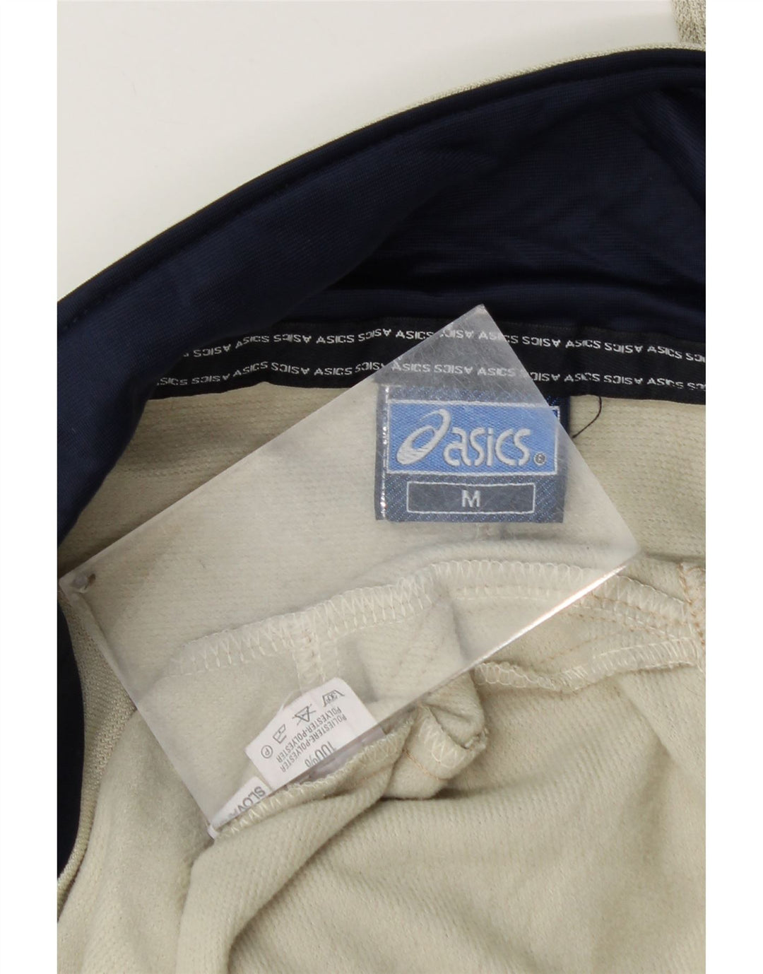 Asics Mens Tracksuit Top Jacket Medium Beige Colourblock Polyester