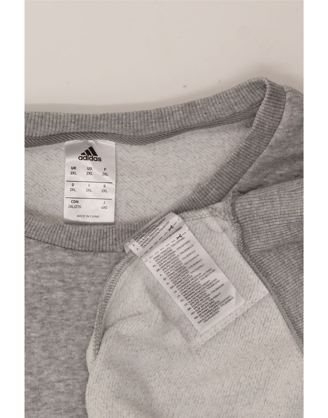 ADIDAS Mens Sweatshirt Jumper 2XL Grey Cotton Vintage Adidas and Second-Hand Adidas from Messina Hembry 