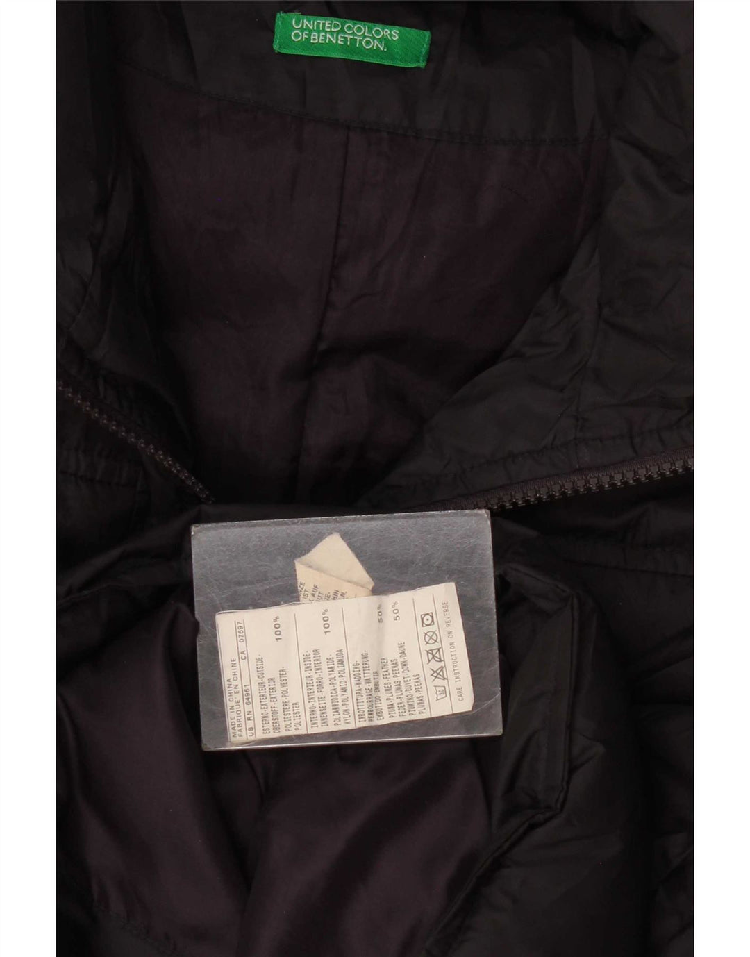 Benetton Womens Padded Jacket UK 16 Large Navy Blue Polyester