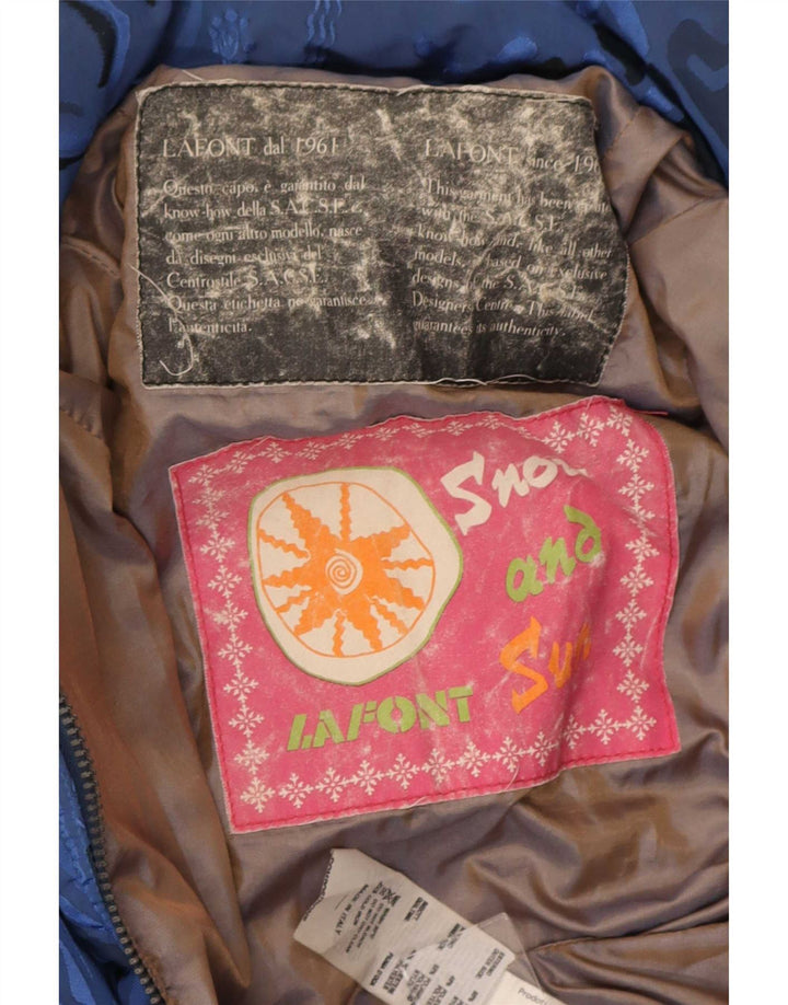 Vintage Womens Padded Oversized Ski Jacket UK 8 Small Blue Geometric