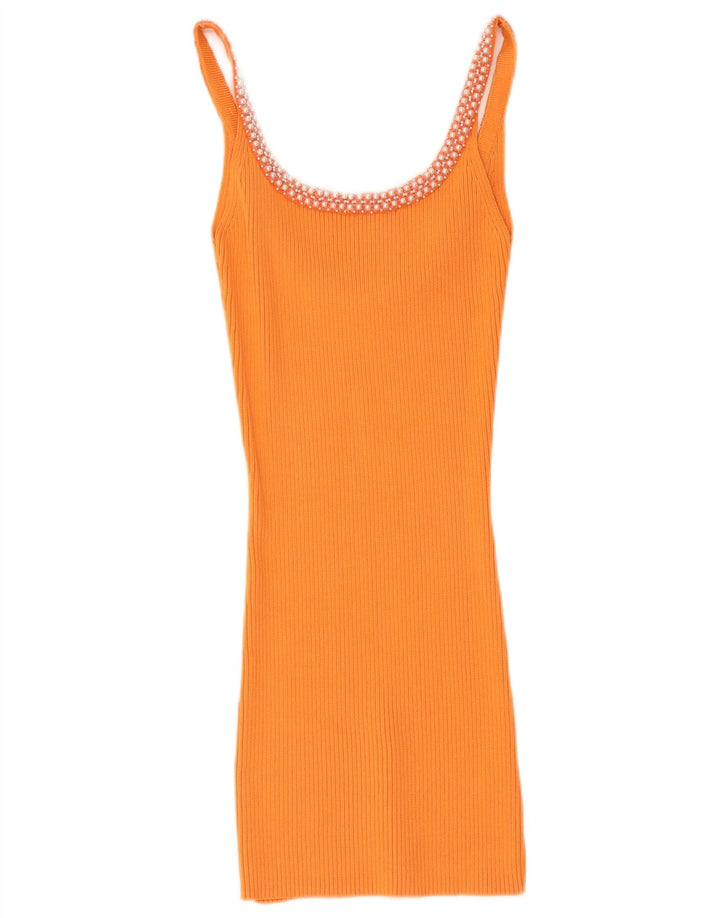 Zara Womens Slim Fit Cami Top UK 14 Medium Orange Viscose