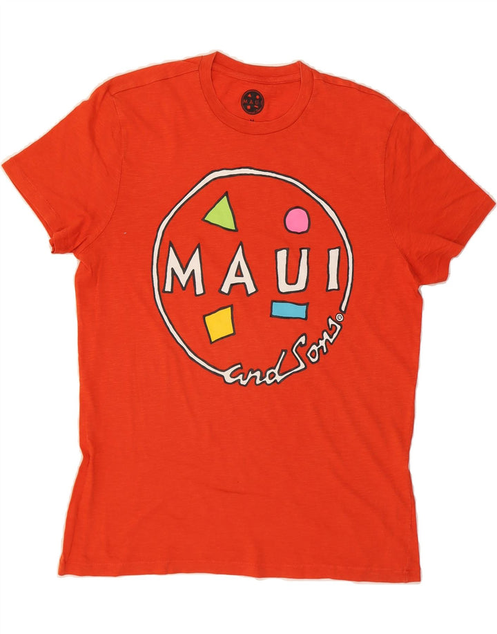 MAUI AND SONS Mens Graphic T-Shirt Top Medium Red Cotton Vintage Maui and Sons and Second-Hand Maui and Sons from Messina Hembry 