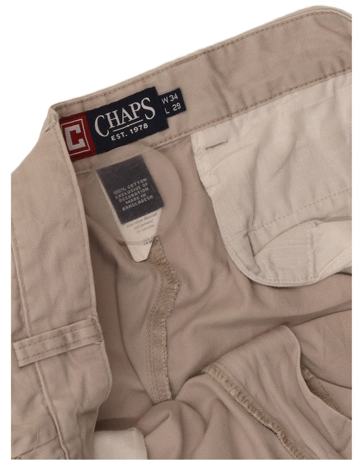 CHAPS Mens Straight Chino Trousers W34 L29 Beige Cotton