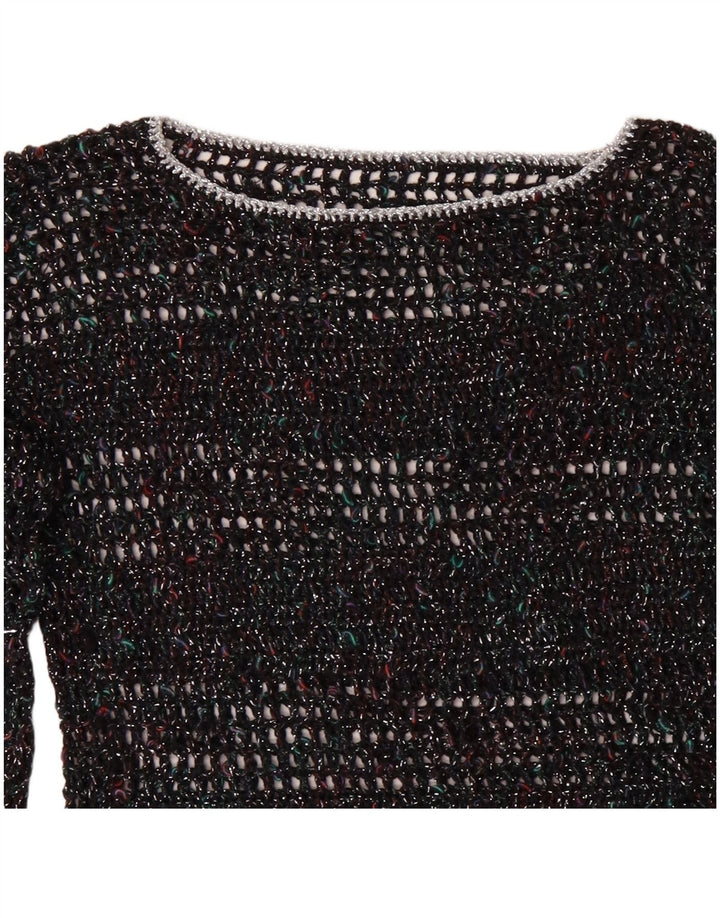 VINTAGE Womens Boat Neck Jumper Sweater UK 12 Medium Multicoloured Flecked