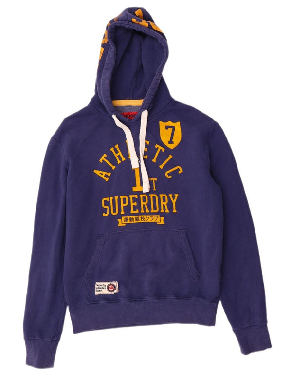 SUPERDRY Mens Graphic Hoodie Jumper Large Blue Cotton
