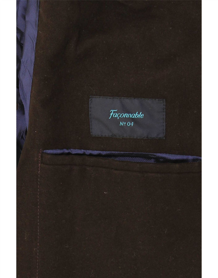 Faconnable Mens Double Breasted Coat IT 44 XS Brown Cotton