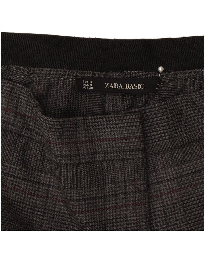 Zara Womens Slim Fit Chino Trousers Medium W28 L27 Grey Houndstooth