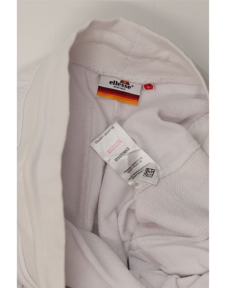 ELLESSE Mens Heritage Graphic Tracksuit Trousers Large White Colourblock