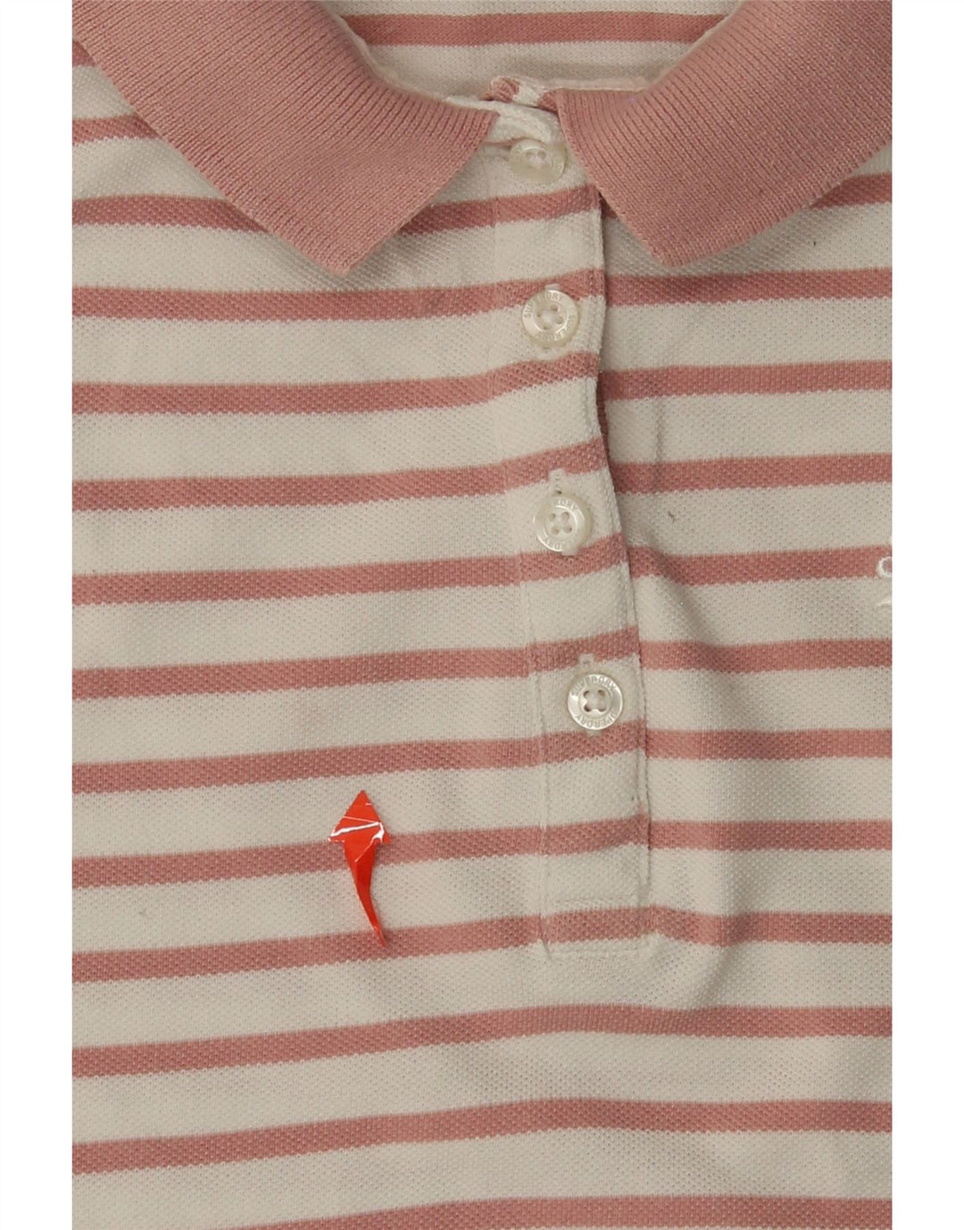 SUPERDRY Womens Polo Shirt UK 12 Medium Pink Striped Cotton