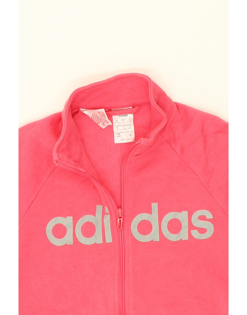 ADIDAS Girls Graphic Tracksuit Top Jacket 11-12 Years Pink Cotton | Vintage Adidas | Thrift | Second-Hand Adidas | Used Clothing | Messina Hembry 