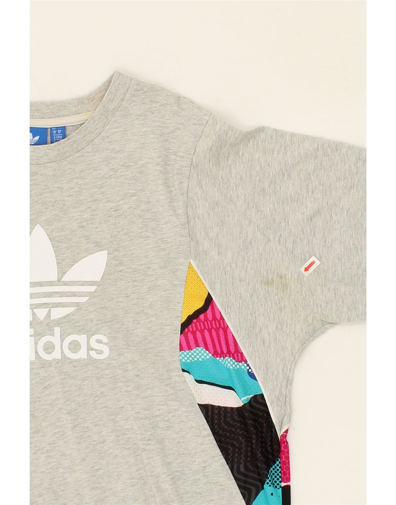 ADIDAS Mens Graphic T-Shirt Top Medium Grey Colourblock Cotton Vintage Adidas and Second-Hand Adidas from Messina Hembry 