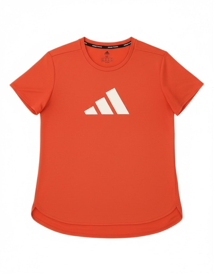 Adidas Womens Graphic T-Shirt Top UK 12/14 Medium Orange Polyester