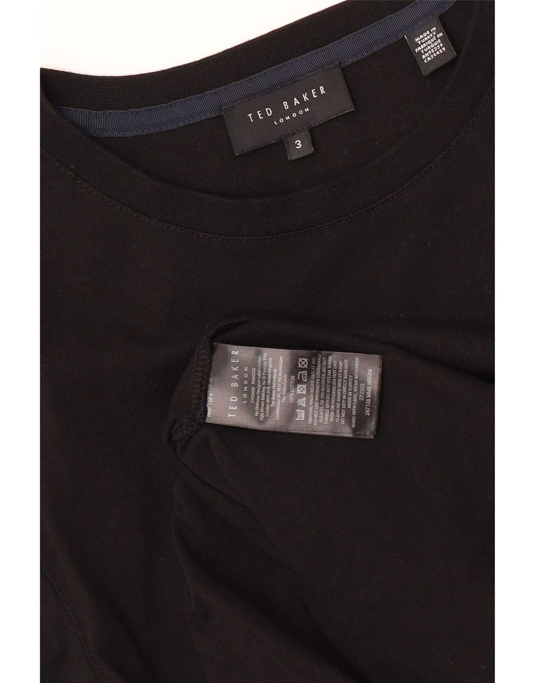 Ted Baker Mens Graphic T-Shirt Top Size 3 Medium Black Cotton