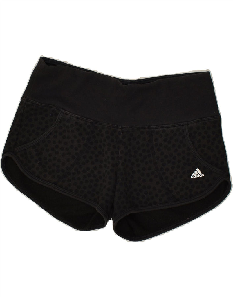 ADIDAS Womens Climalite Graphic Sport Shorts UK 8/10 Small Black Polka Dot | Vintage Adidas | Thrift | Second-Hand Adidas | Used Clothing | Messina Hembry 