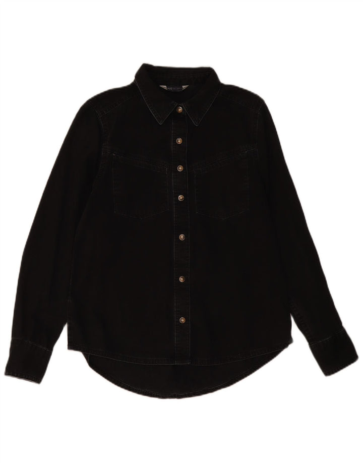 MARKS & SPENCER Womens Denim Shirt UK 8 Small Black Cotton