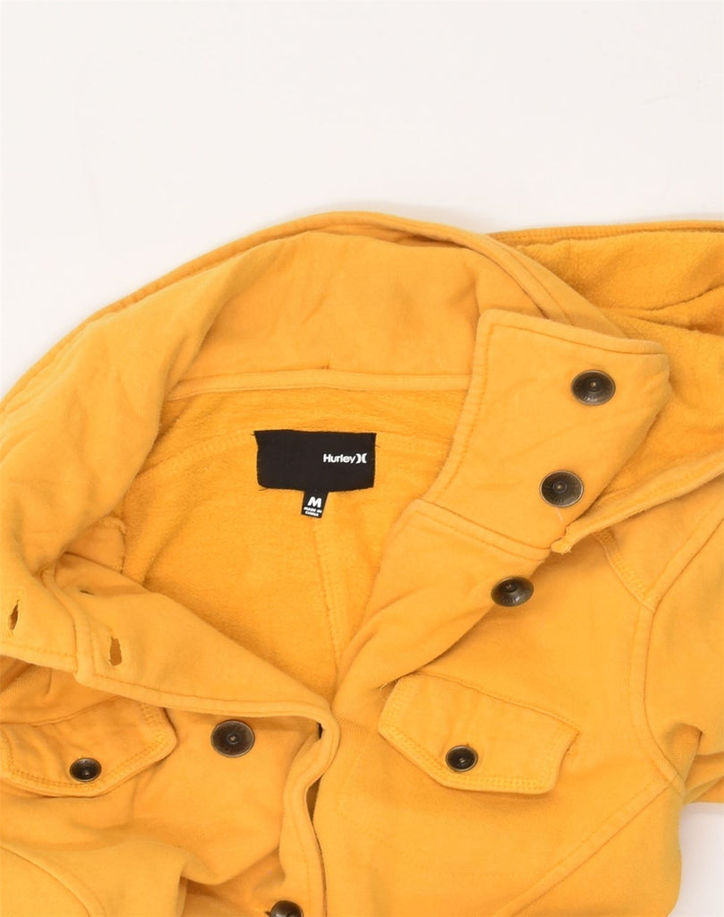 HURLEY Womens Hooded Double Breasted Coat UK 12 Medium Yellow Cotton | Vintage Hurley | Thrift | Second-Hand Hurley | Used Clothing | Messina Hembry 