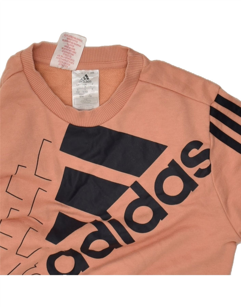 ADIDAS Boys Graphic Sweatshirt Jumper 11-12 Years Medium Beige Cotton | Vintage Adidas | Thrift | Second-Hand Adidas | Used Clothing | Messina Hembry 