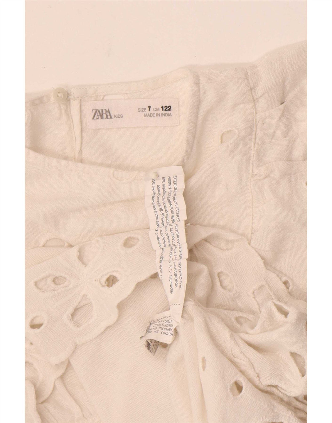 Zara Girls Blouse Top 6-7 Years White Cotton