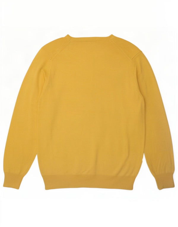 Zara Mens Crew Neck Jumper Sweater Large Yellow Cotton