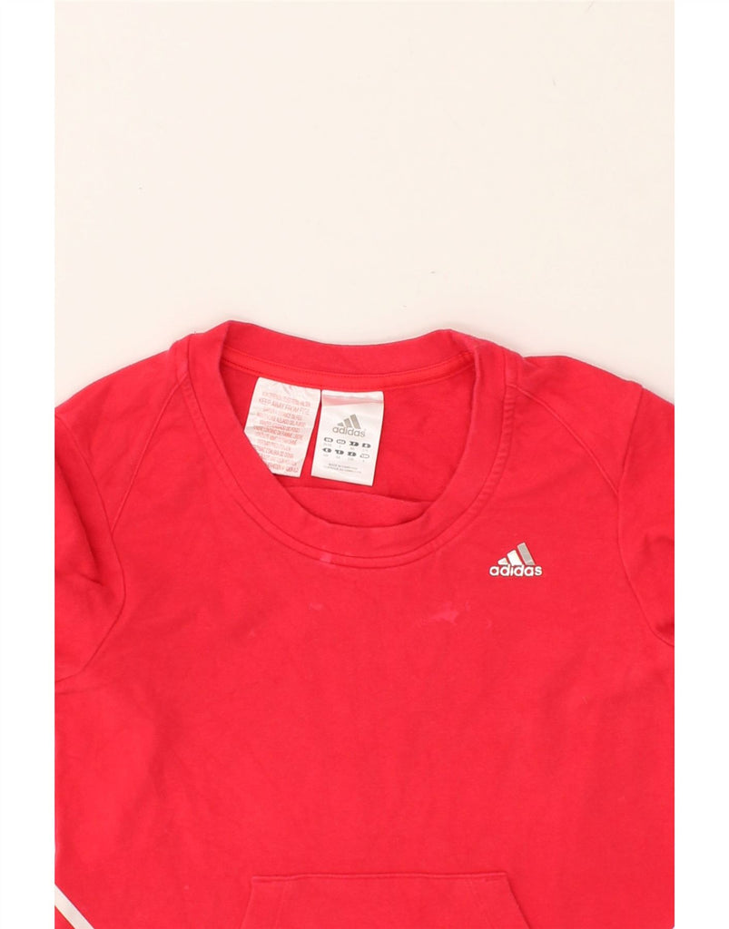 ADIDAS Girls Sweatshirt Jumper 7-8 Years Red Cotton | Vintage Adidas | Thrift | Second-Hand Adidas | Used Clothing | Messina Hembry 