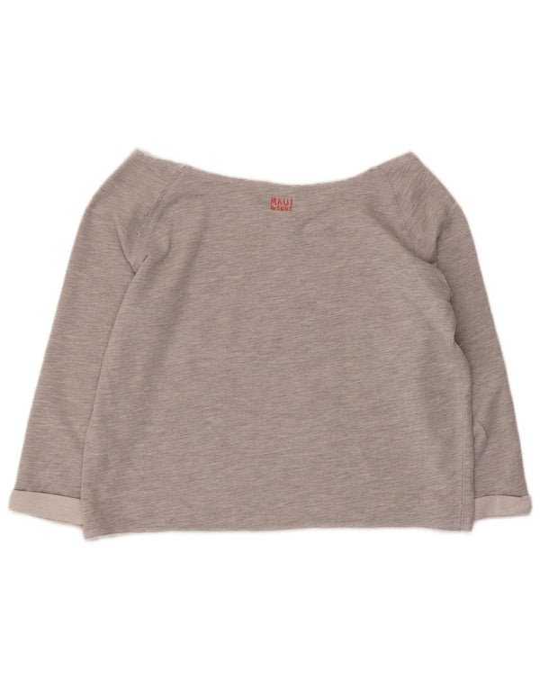 Maui and Sons Womens Crop Graphic Top 3/4 Sleeve UK 14 Medium Grey
