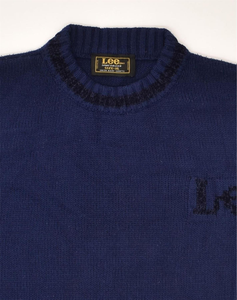 LEE Mens Crew Neck Jumper Sweater XL Navy Blue Acrylic | Vintage Lee | Thrift | Second-Hand Lee | Used Clothing | Messina Hembry 