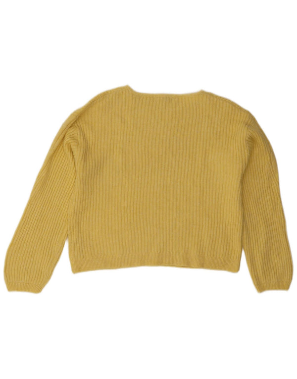 Marks & Spencer Womens Crop Boat Neck Jumper Sweater UK 14 Medium Yellow