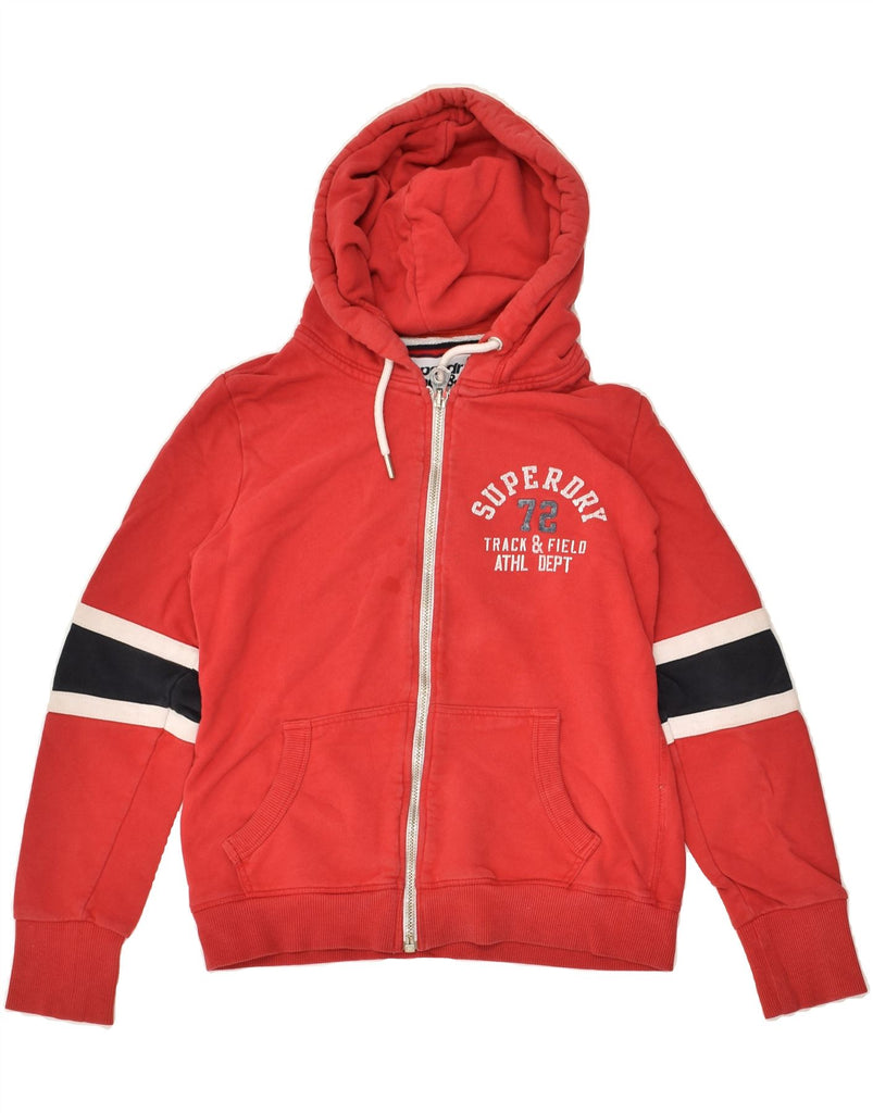 SUPERDRY Womens Graphic Zip Hoodie Sweater UK 12 Medium  Red Cotton | Vintage Superdry | Thrift | Second-Hand Superdry | Used Clothing | Messina Hembry 
