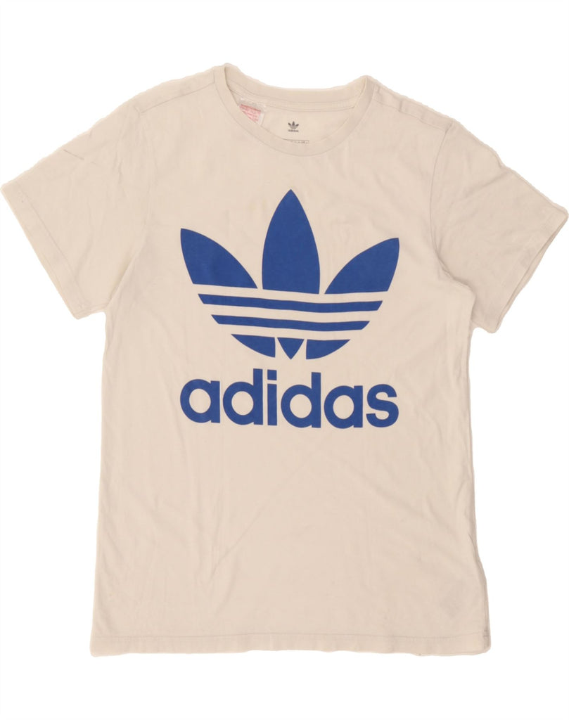 ADIDAS Boys Graphic T-Shirt Top 14-15 Years White Cotton Vintage Adidas and Second-Hand Adidas from Messina Hembry 