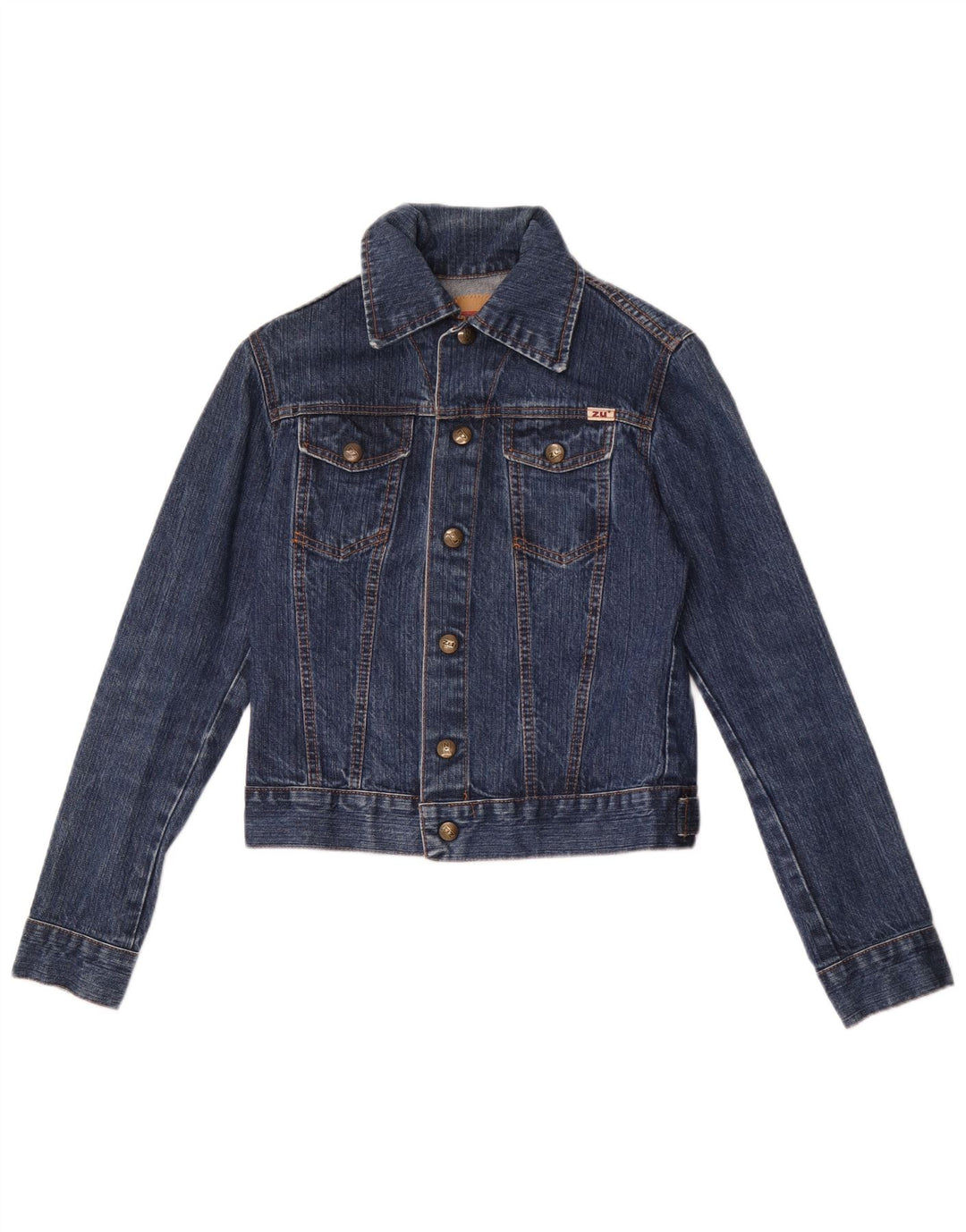 Zu Elements Womens Crop Denim Jacket IT 40 Small Blue Cotton