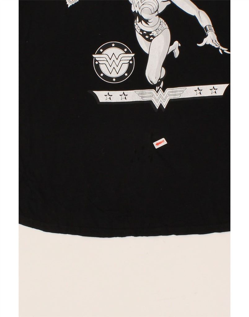 BENETTON Womens Wonder Woman Graphic T-Shirt Top UK 10 Small Black Vintage Benetton and Second-Hand Benetton from Messina Hembry 