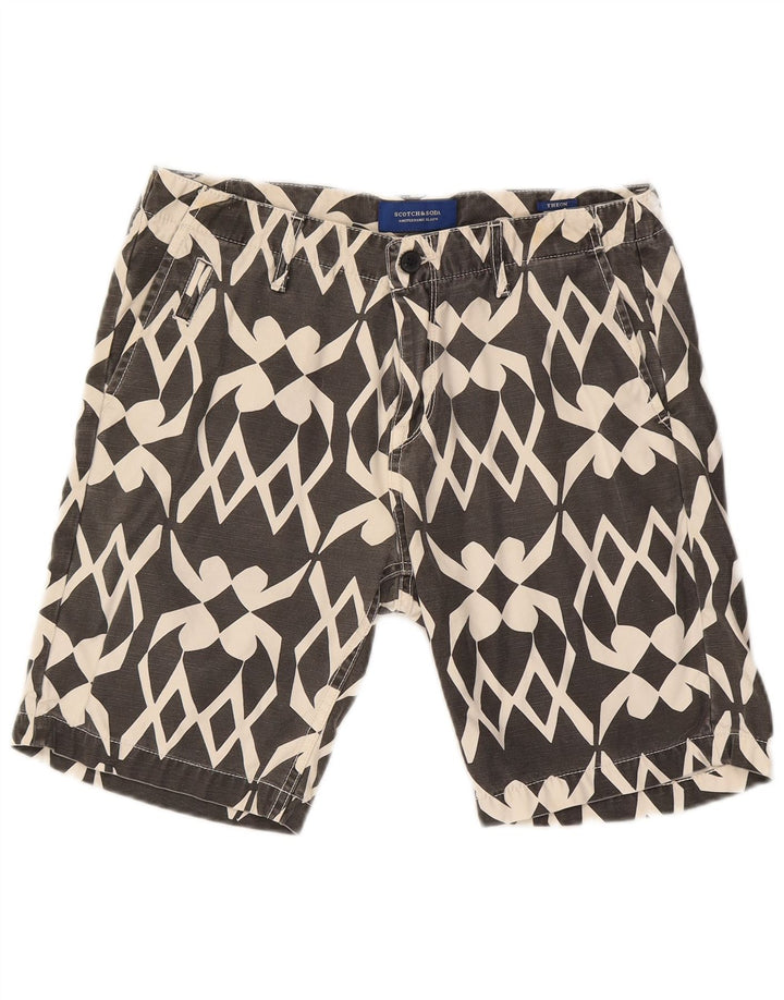 Scotch & Soda Mens Chino Shorts W30 Medium Grey Geometric Cotton