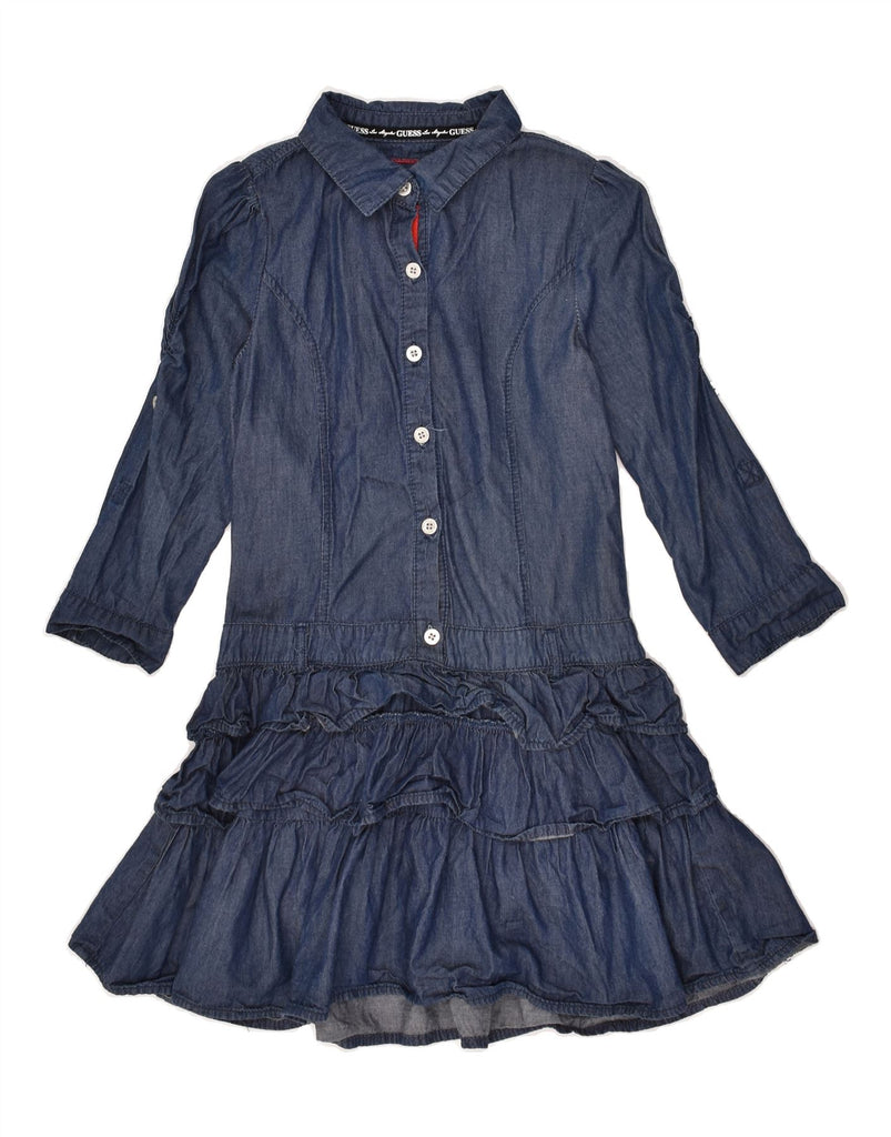 GUESS Girls Ruffle Pullover Shirt Dress 15-16 Years Navy Blue Cotton | Vintage Guess | Thrift | Second-Hand Guess | Used Clothing | Messina Hembry 