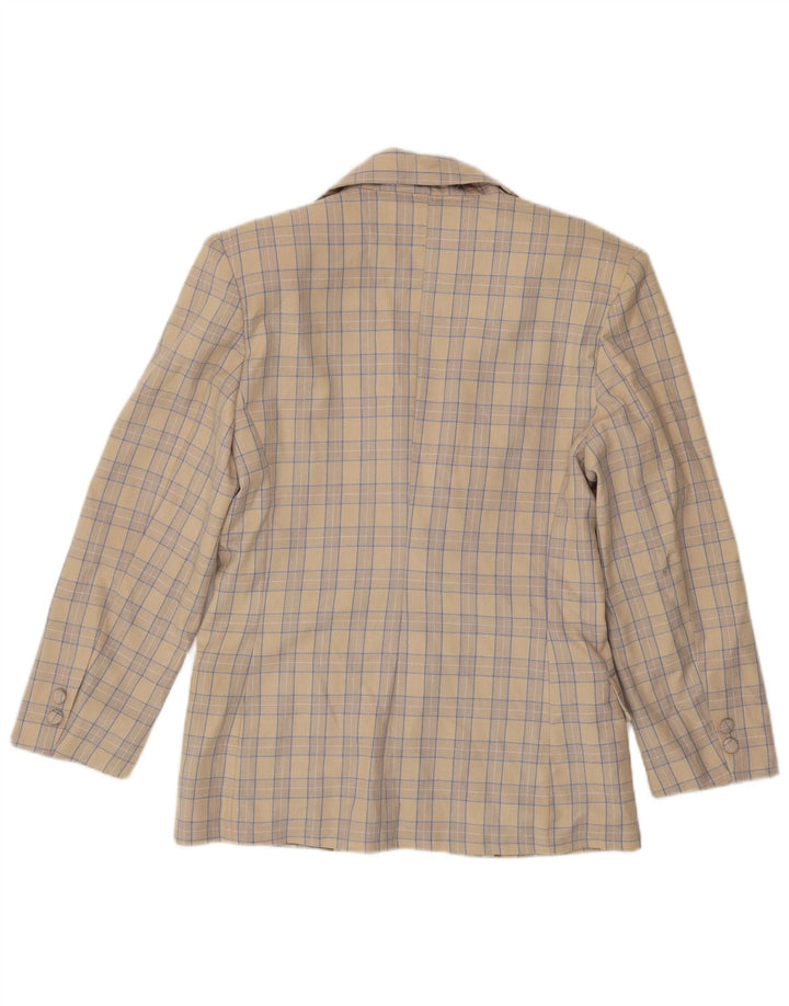Okay Womens 2 Button Blazer Jacket IT 44 Medium Beige Check Wool