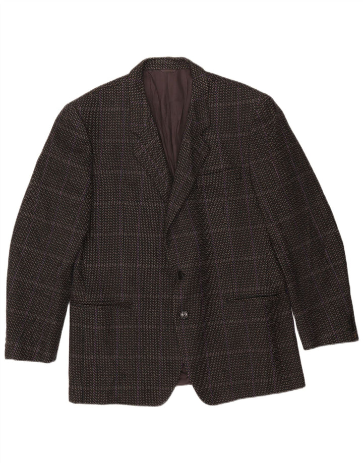 Cerruti 1881 Mens 2 Button Blazer Jacket IT 54 2XL Grey Check Lambswool