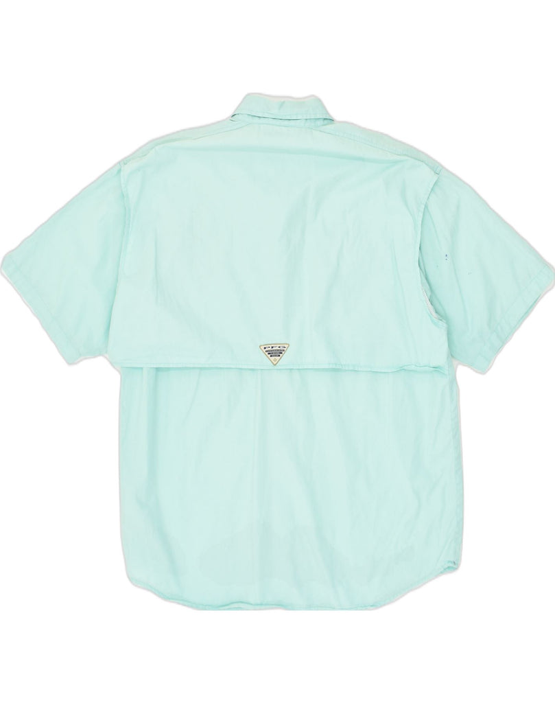 COLUMBIA Mens Short Sleeve Shirt Small Turquoise Cotton | Vintage Columbia | Thrift | Second-Hand Columbia | Used Clothing | Messina Hembry 