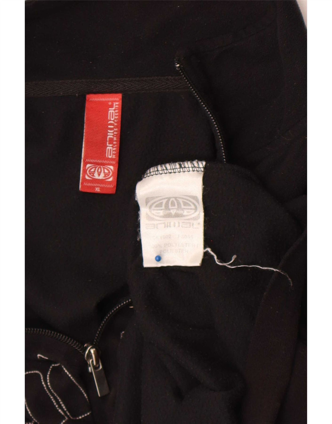 Animal Mens Graphic Zip Neck Fleece Jumper XL Black Polyester