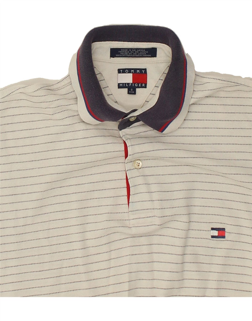 TOMMY HILFIGER Mens Polo Shirt Small Grey Striped Cotton | Vintage Tommy Hilfiger | Thrift | Second-Hand Tommy Hilfiger | Used Clothing | Messina Hembry 