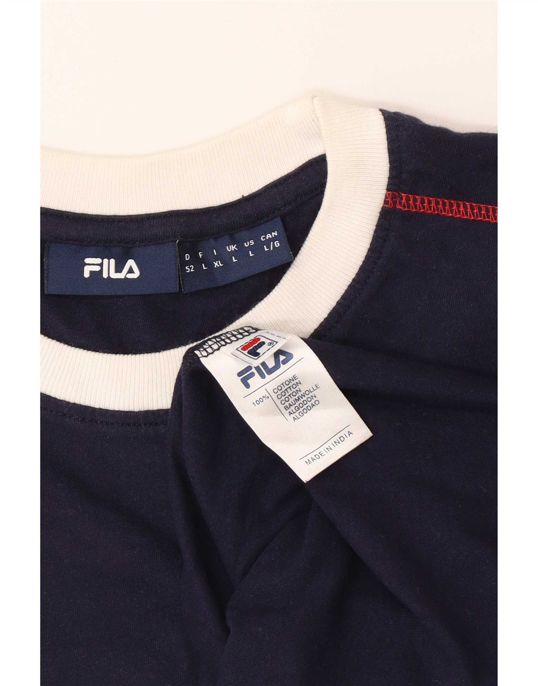 Fila Mens T-Shirt Top Large Navy Blue Striped Cotton