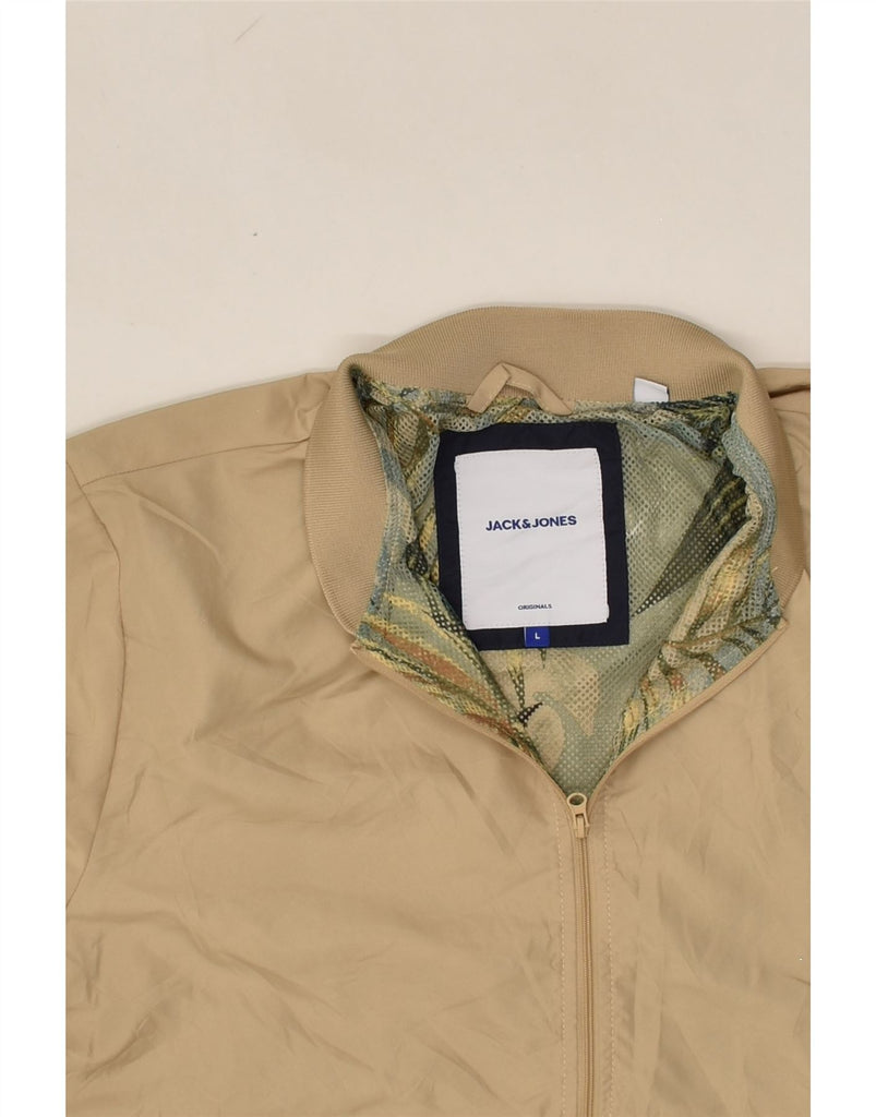 JACK & JONES Mens Bomber Jacket UK 40 Large Beige Polyester | Vintage Jack & Jones | Thrift | Second-Hand Jack & Jones | Used Clothing | Messina Hembry 