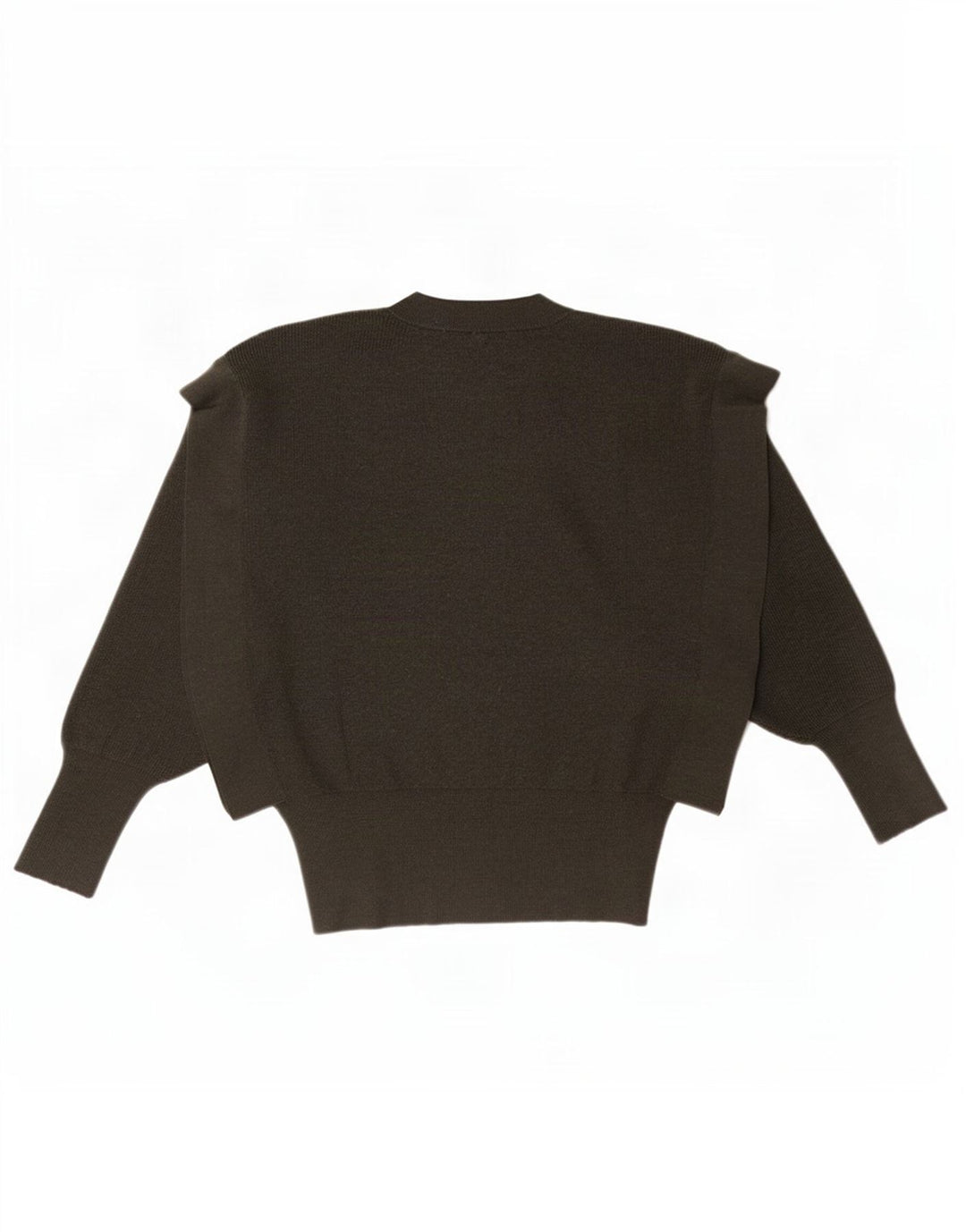 Zara Womens Batwing Crew Neck Jumper Sweater UK 10 Small Khaki Wool