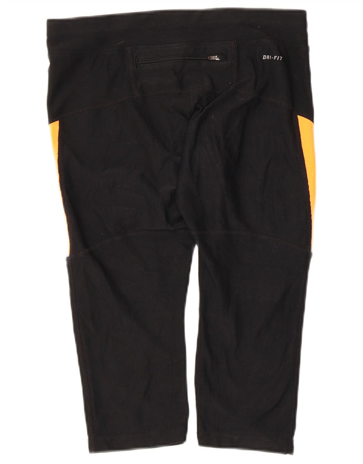 NIKE Womens Dri Fit Capri Leggings UK 14 Medium  Black Colourblock