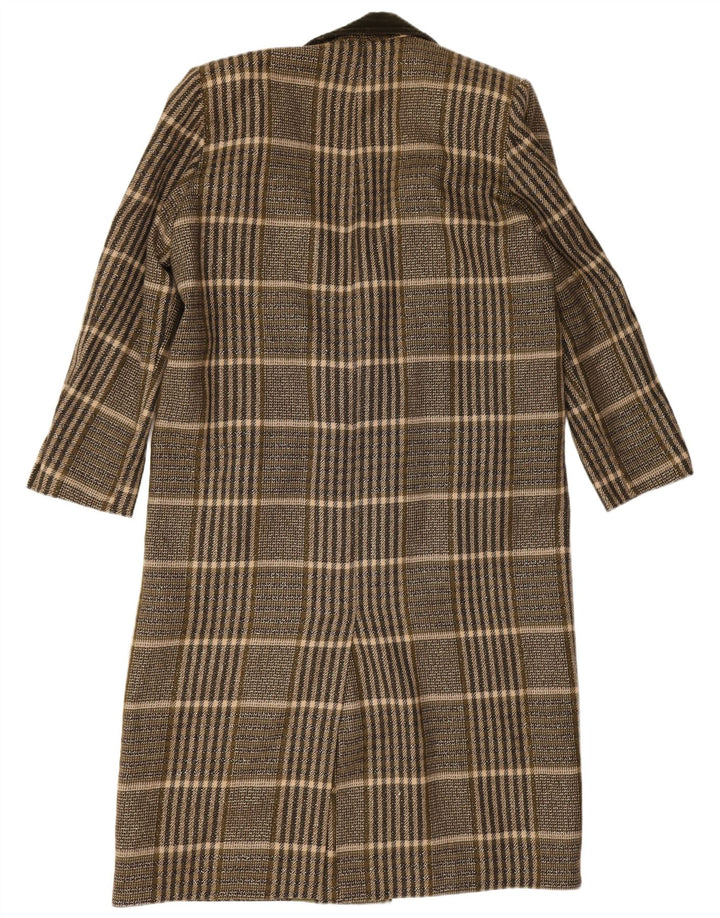 Vintage Womens Oversized Overcoat UK 14 Medium Khaki Check