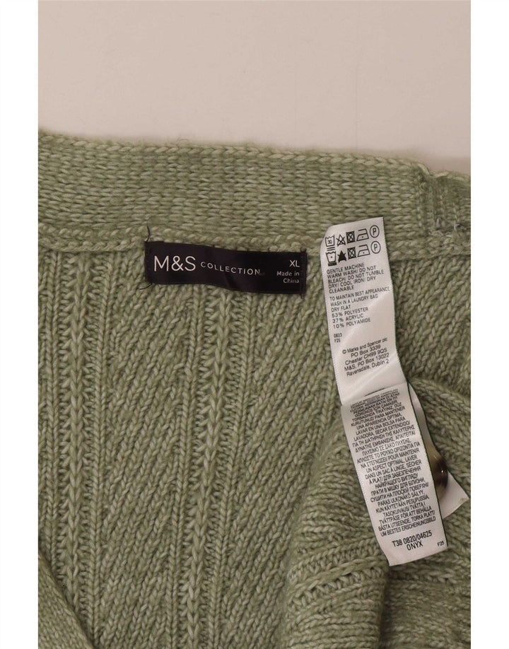 Marks & Spencer Womens Cardigan Sweater UK 18 XL Green Polyester