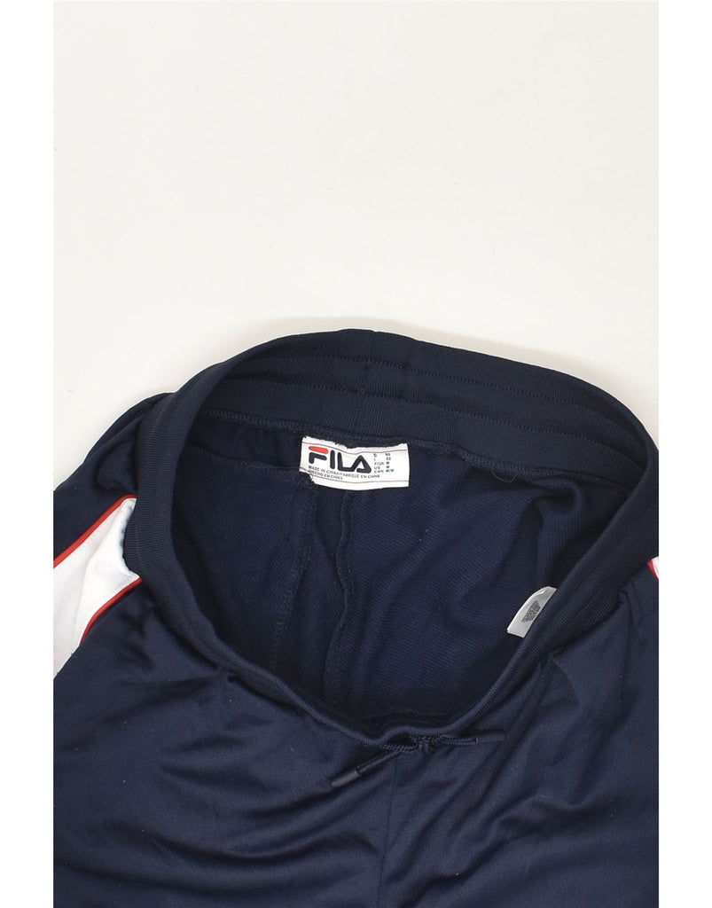 FILA Womens Graphic Tracksuit Trousers Joggers UK 14 Medium Navy Blue | Vintage Fila | Thrift | Second-Hand Fila | Used Clothing | Messina Hembry 