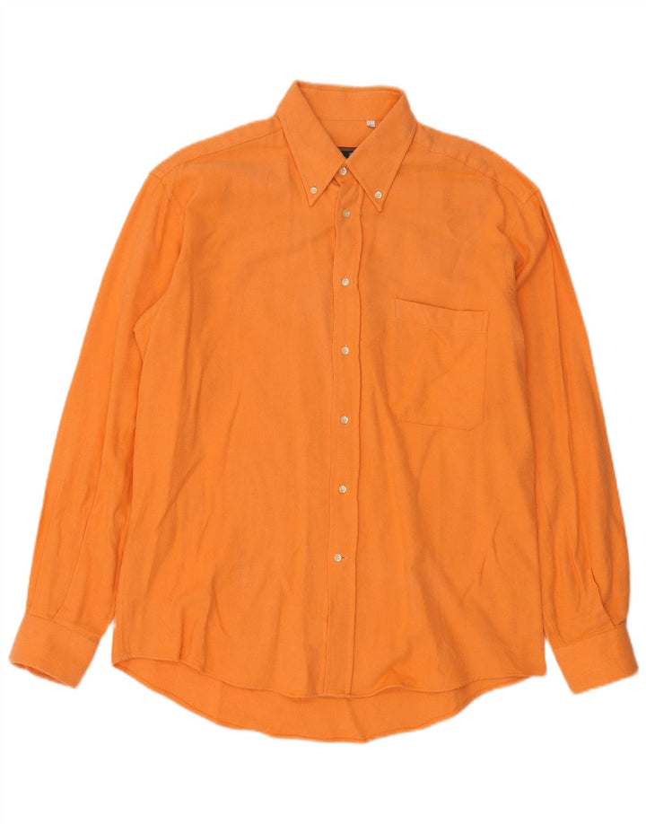 CORNELIANI Mens Flannel Shirt Large Orange Cotton