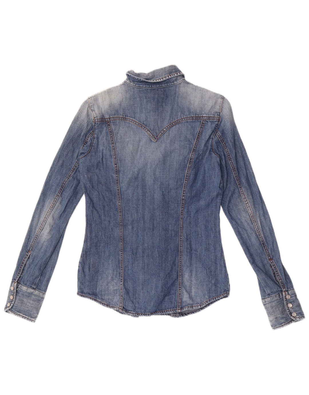 Gas Womens Denim Shirt UK 12 Medium Blue Cotton