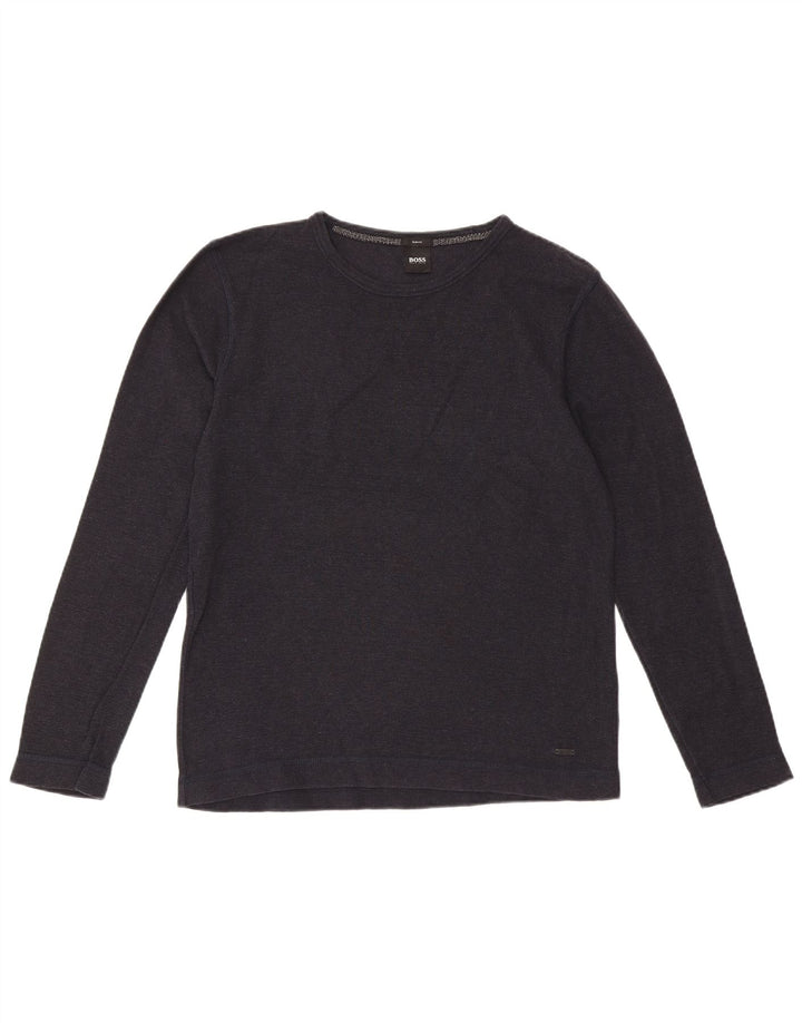 HUGO BOSS Mens Top Long Sleeve XL Navy Blue Cotton