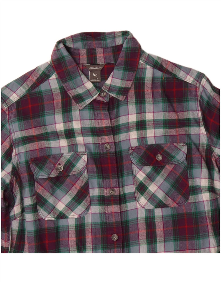 Eddie Bauer Womens Flannel Shirt UK 10 Small Multicoloured Check Cotton