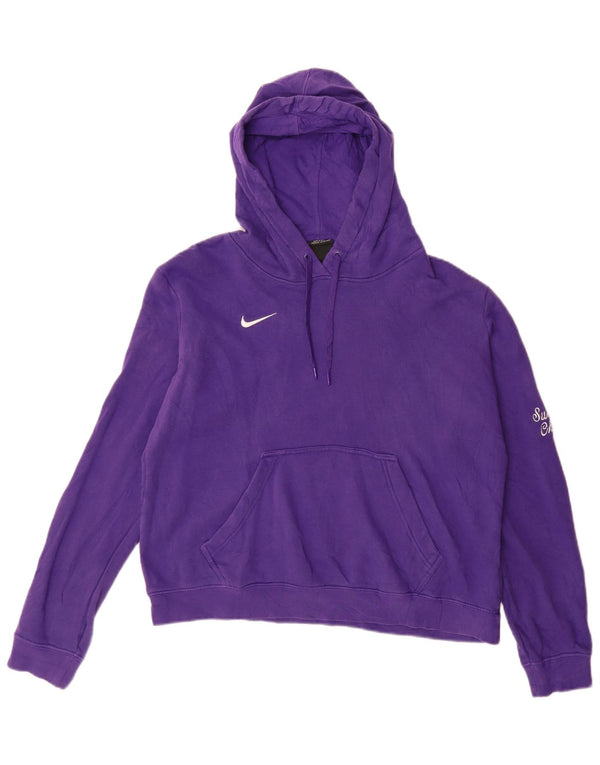 NIKE Womens Hoodie Jumper UK 16 Large Purple Cotton